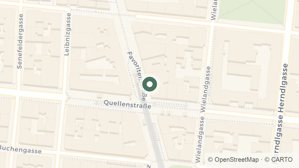 Stadtplan-Ausschnitt mit der Lage der Ordination, Favoritenstraße 111, 1100 Wien